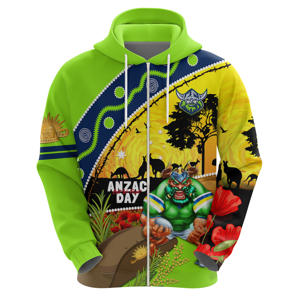 Raiders Rugby ANZAC Day Hoodie Green Machine Mascot Rosemary Starry Night - Vibe Hoodie Shop