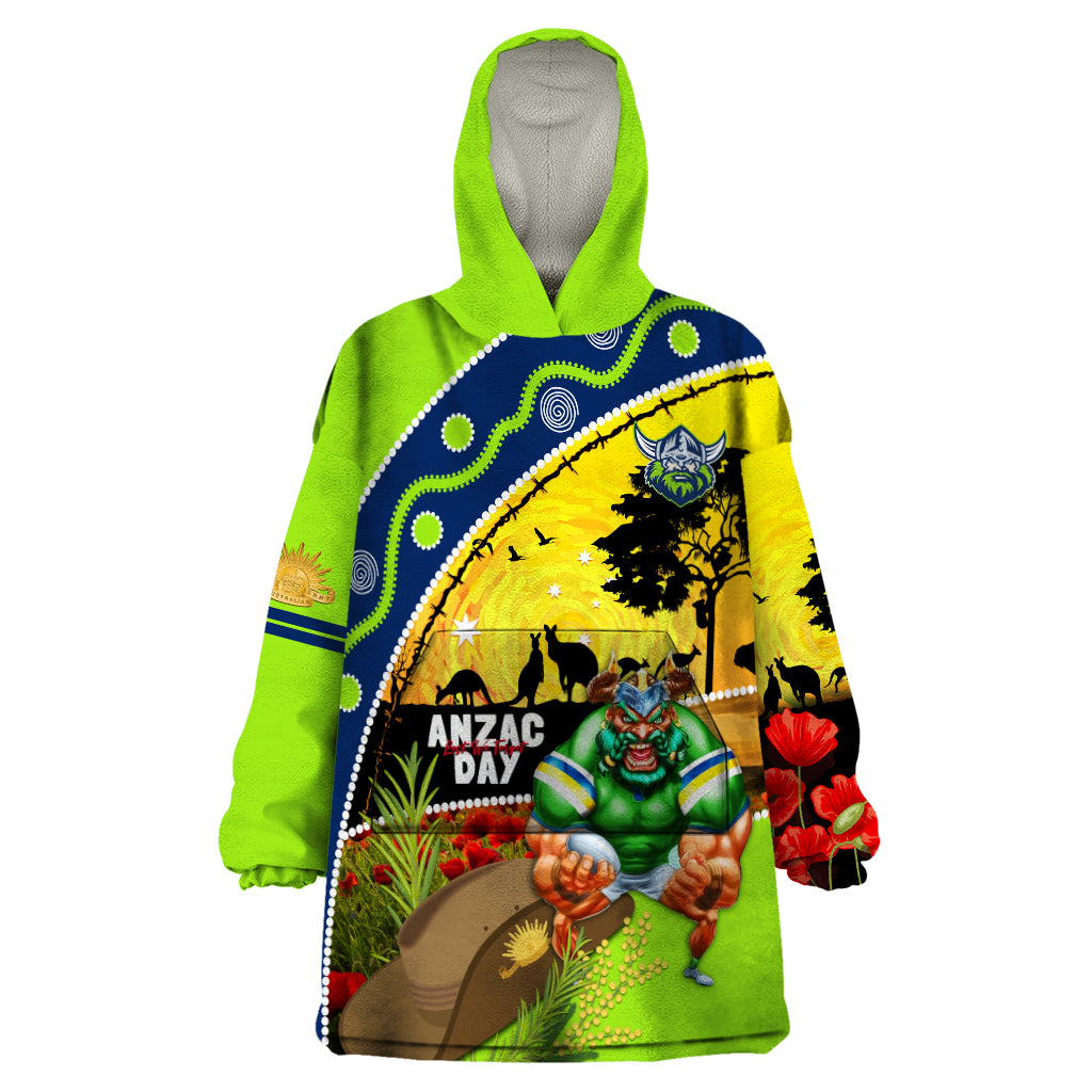 Raiders Rugby ANZAC Day Wearable Blanket Hoodie Green Machine Mascot Rosemary Starry Night - Vibe Hoodie Shop