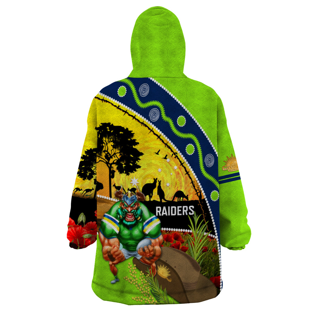 Raiders Rugby ANZAC Day Wearable Blanket Hoodie Green Machine Mascot Rosemary Starry Night - Vibe Hoodie Shop