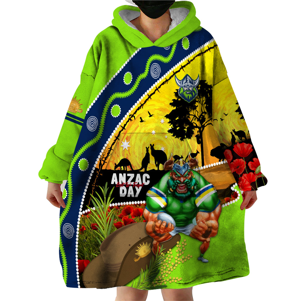 Raiders Rugby ANZAC Day Wearable Blanket Hoodie Green Machine Mascot Rosemary Starry Night - Vibe Hoodie Shop