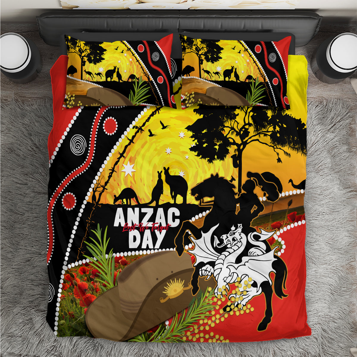 Dragons Rugby ANZAC Day Bedding Set Saints Rosemary Starry Night - Vibe Hoodie Shop
