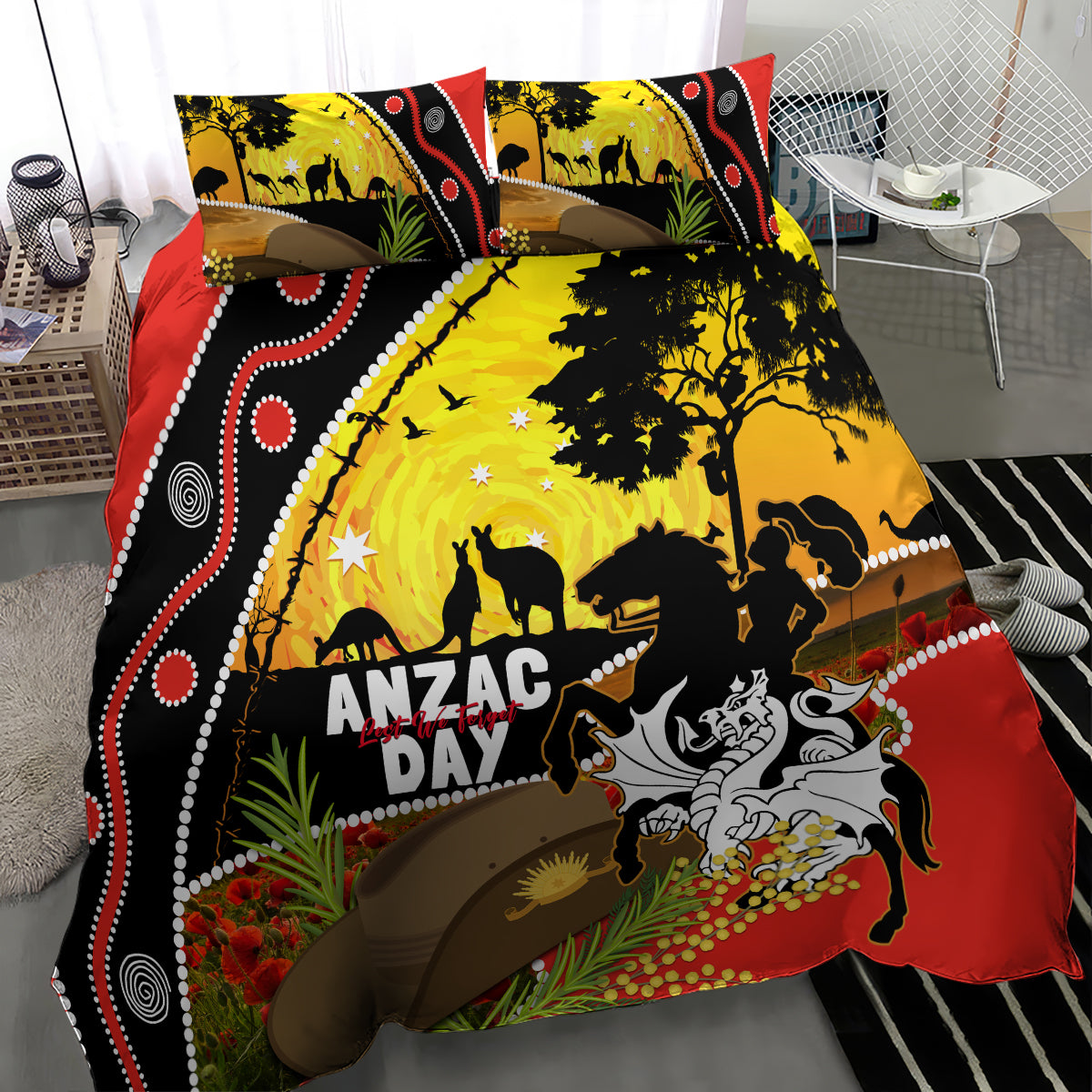 Dragons Rugby ANZAC Day Bedding Set Saints Rosemary Starry Night - Vibe Hoodie Shop