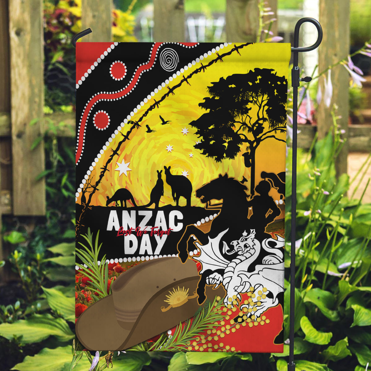 Dragons Rugby ANZAC Day Garden Flag Saints Rosemary Starry Night - Vibe Hoodie Shop