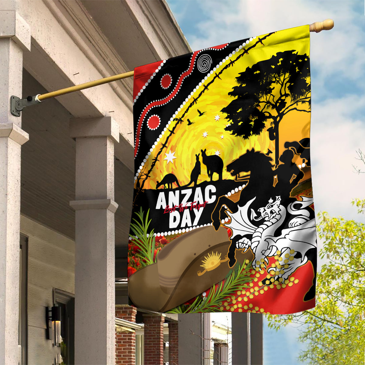 Dragons Rugby ANZAC Day Garden Flag Saints Rosemary Starry Night - Vibe Hoodie Shop