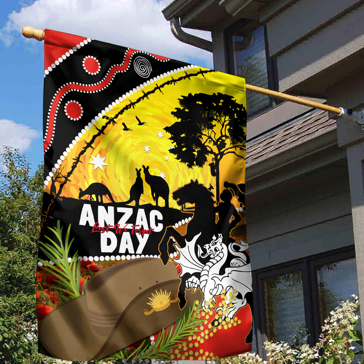 Dragons Rugby ANZAC Day Garden Flag Saints Rosemary Starry Night - Vibe Hoodie Shop