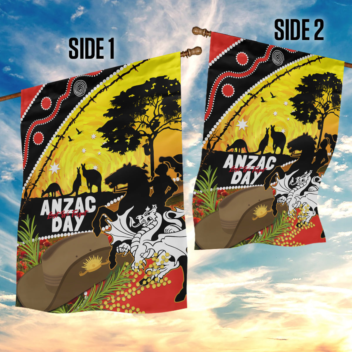 Dragons Rugby ANZAC Day Garden Flag Saints Rosemary Starry Night - Vibe Hoodie Shop