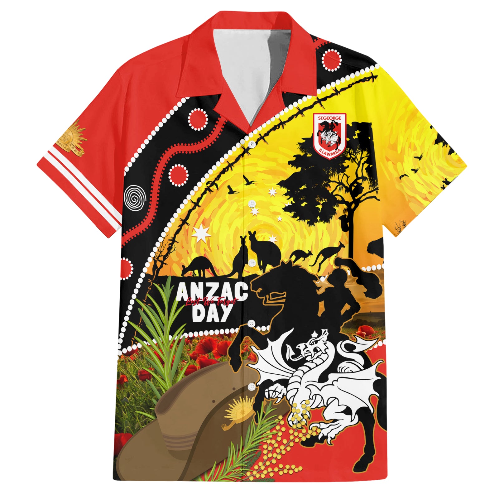 Dragons Rugby ANZAC Day Hawaiian Shirt Saints Rosemary Starry Night - Vibe Hoodie Shop