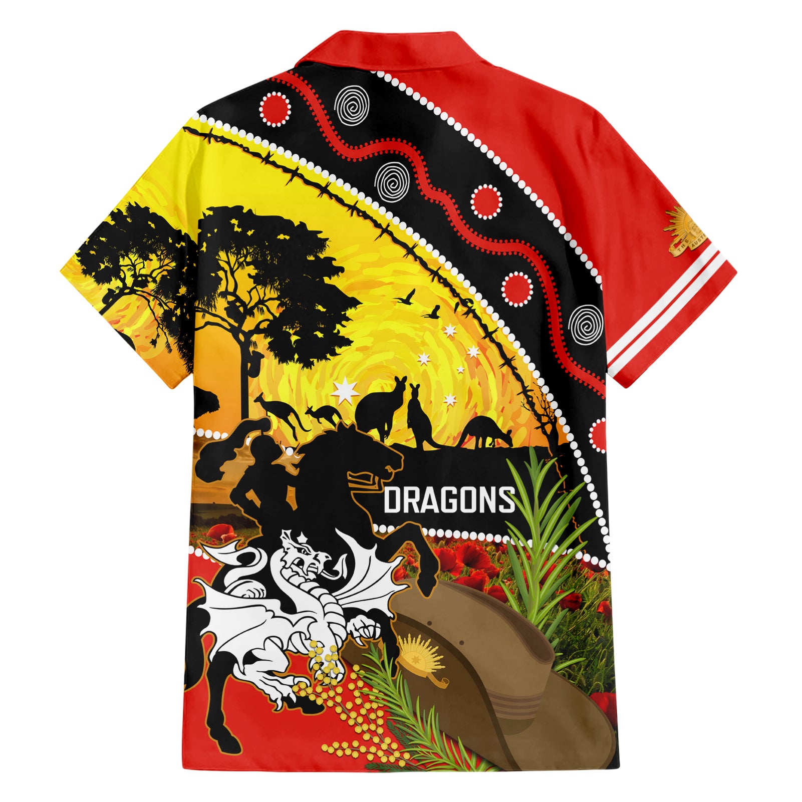 Dragons Rugby ANZAC Day Hawaiian Shirt Saints Rosemary Starry Night - Vibe Hoodie Shop