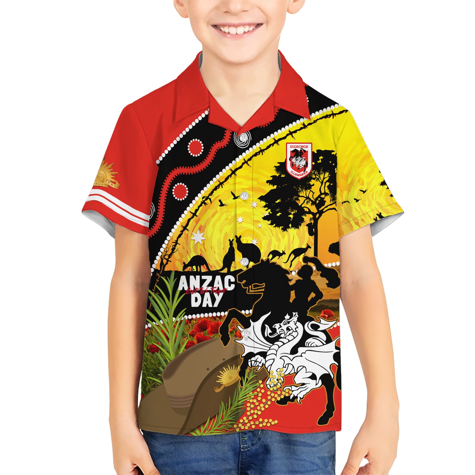 Dragons Rugby ANZAC Day Hawaiian Shirt Saints Rosemary Starry Night - Vibe Hoodie Shop