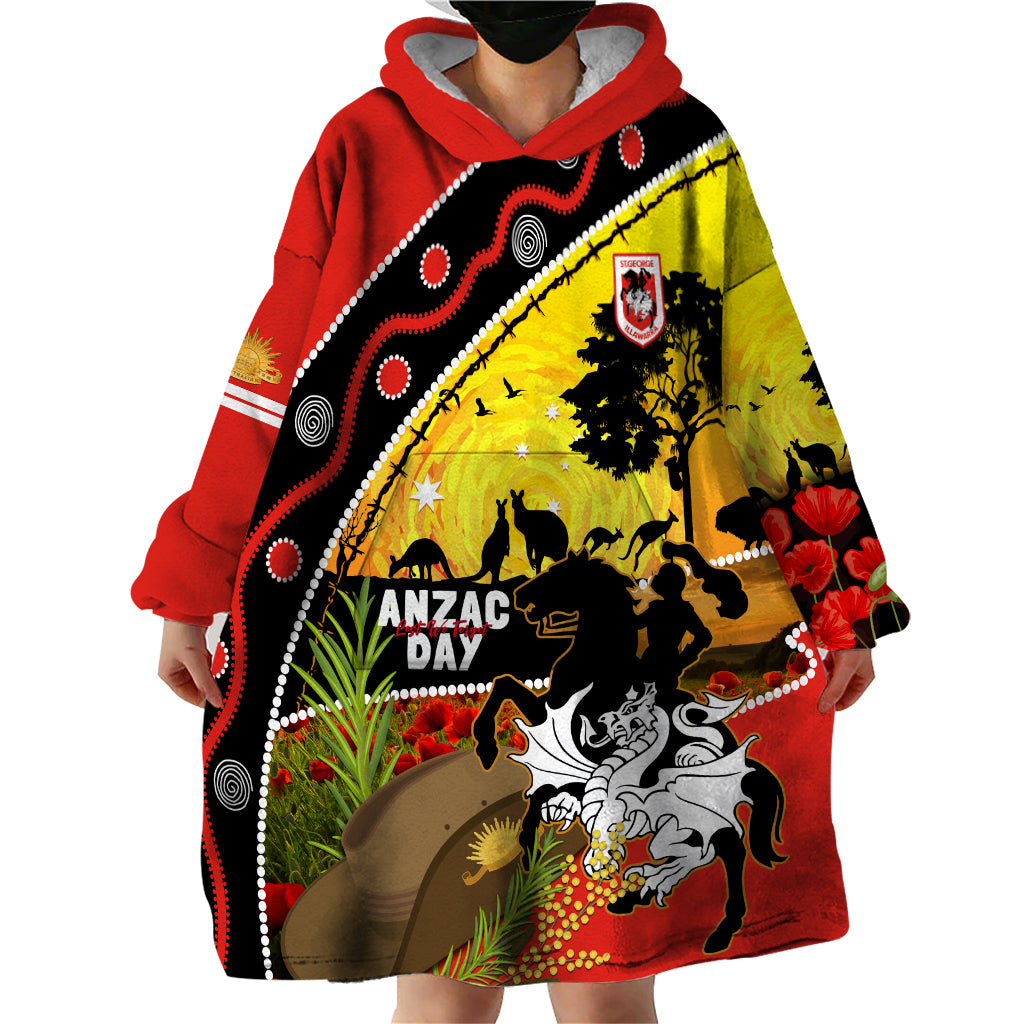 Dragons Rugby ANZAC Day Wearable Blanket Hoodie Saints Rosemary Starry Night - Vibe Hoodie Shop