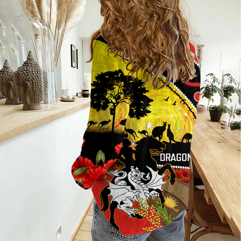 Dragons Rugby ANZAC Day Women Casual Shirt Saints Rosemary Starry Night - Vibe Hoodie Shop