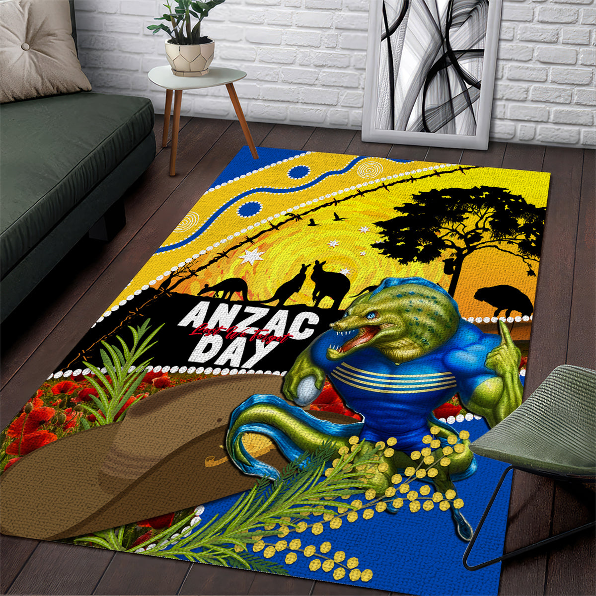 Eels Rugby ANZAC Day Area Rug Parra Mascot Rosemary Starry Night - Vibe Hoodie Shop