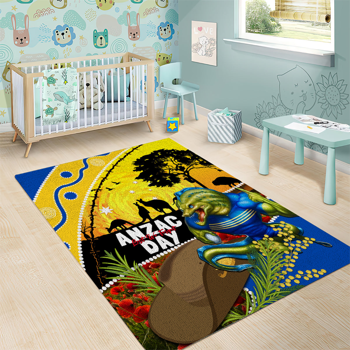 Eels Rugby ANZAC Day Area Rug Parra Mascot Rosemary Starry Night - Vibe Hoodie Shop