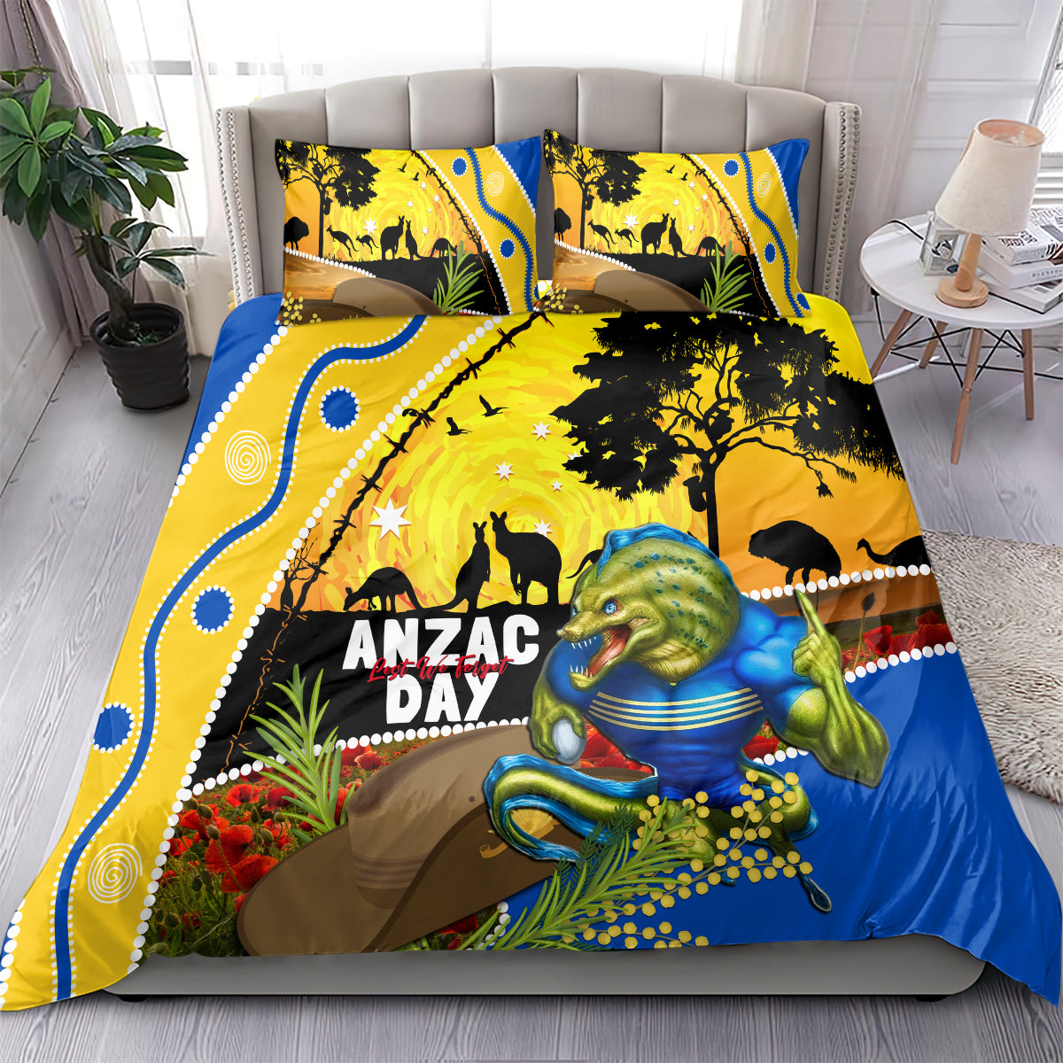Eels Rugby ANZAC Day Bedding Set Parra Mascot Rosemary Starry Night - Vibe Hoodie Shop