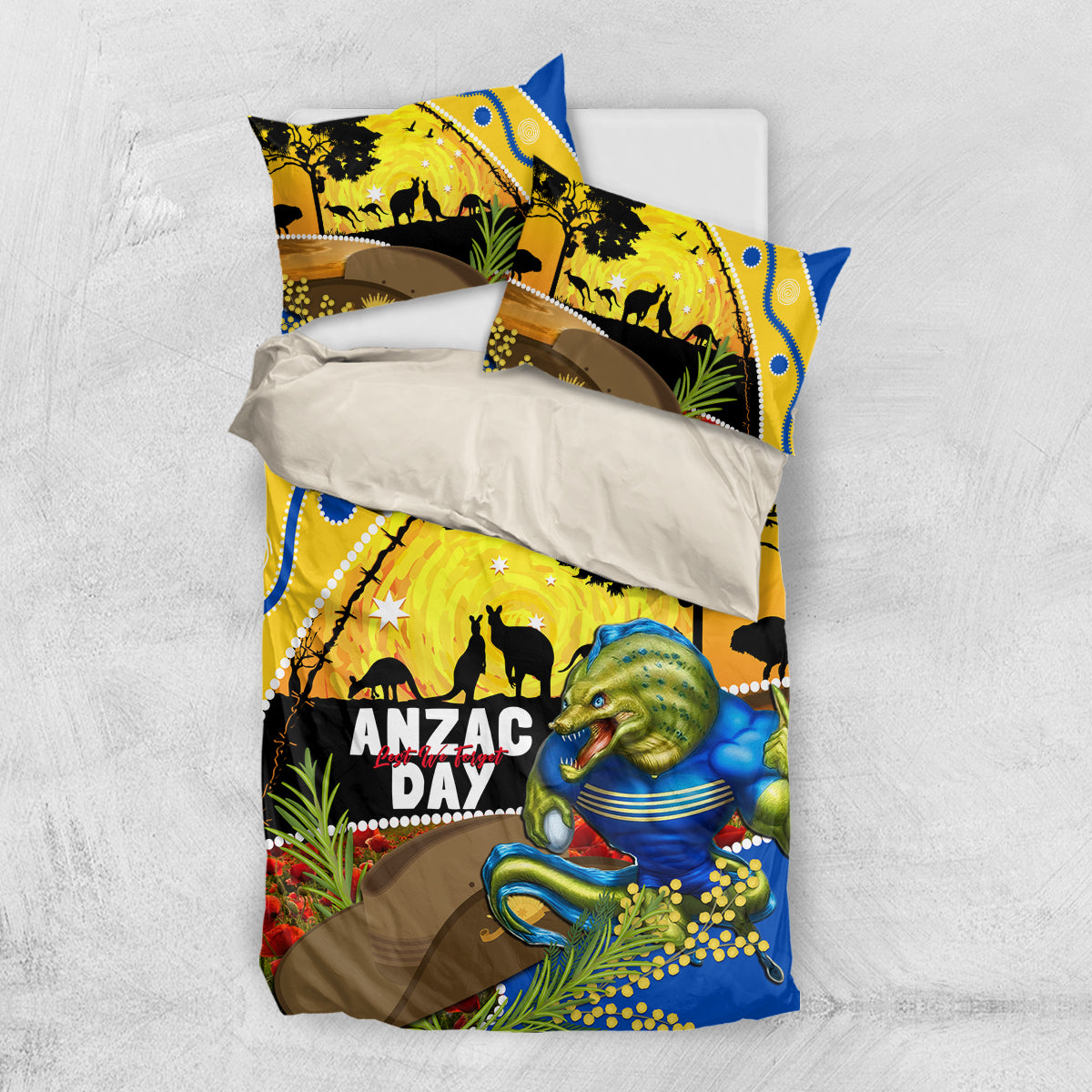 Eels Rugby ANZAC Day Bedding Set Parra Mascot Rosemary Starry Night - Vibe Hoodie Shop