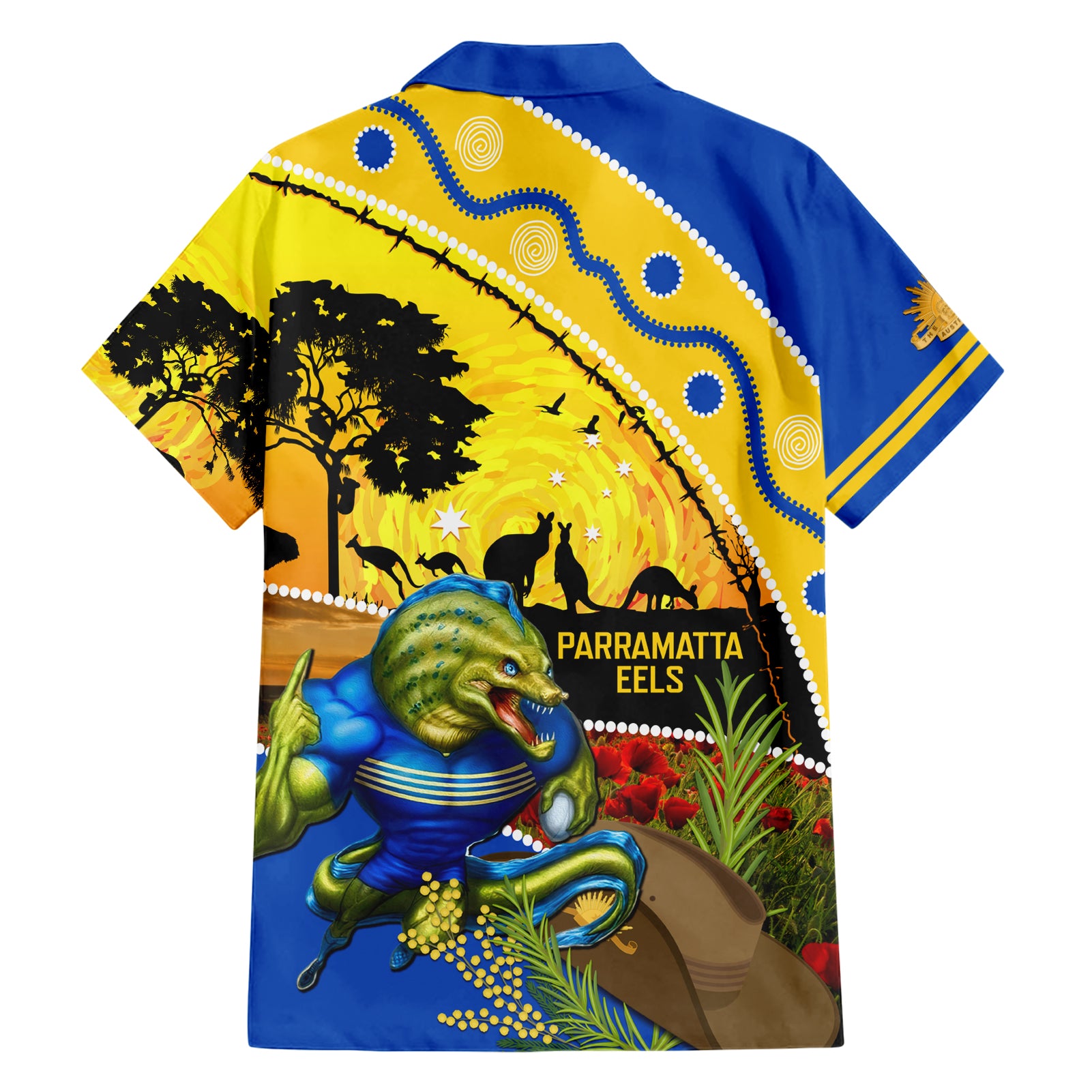 Eels Rugby ANZAC Day Hawaiian Shirt Parra Mascot Rosemary Starry Night - Vibe Hoodie Shop