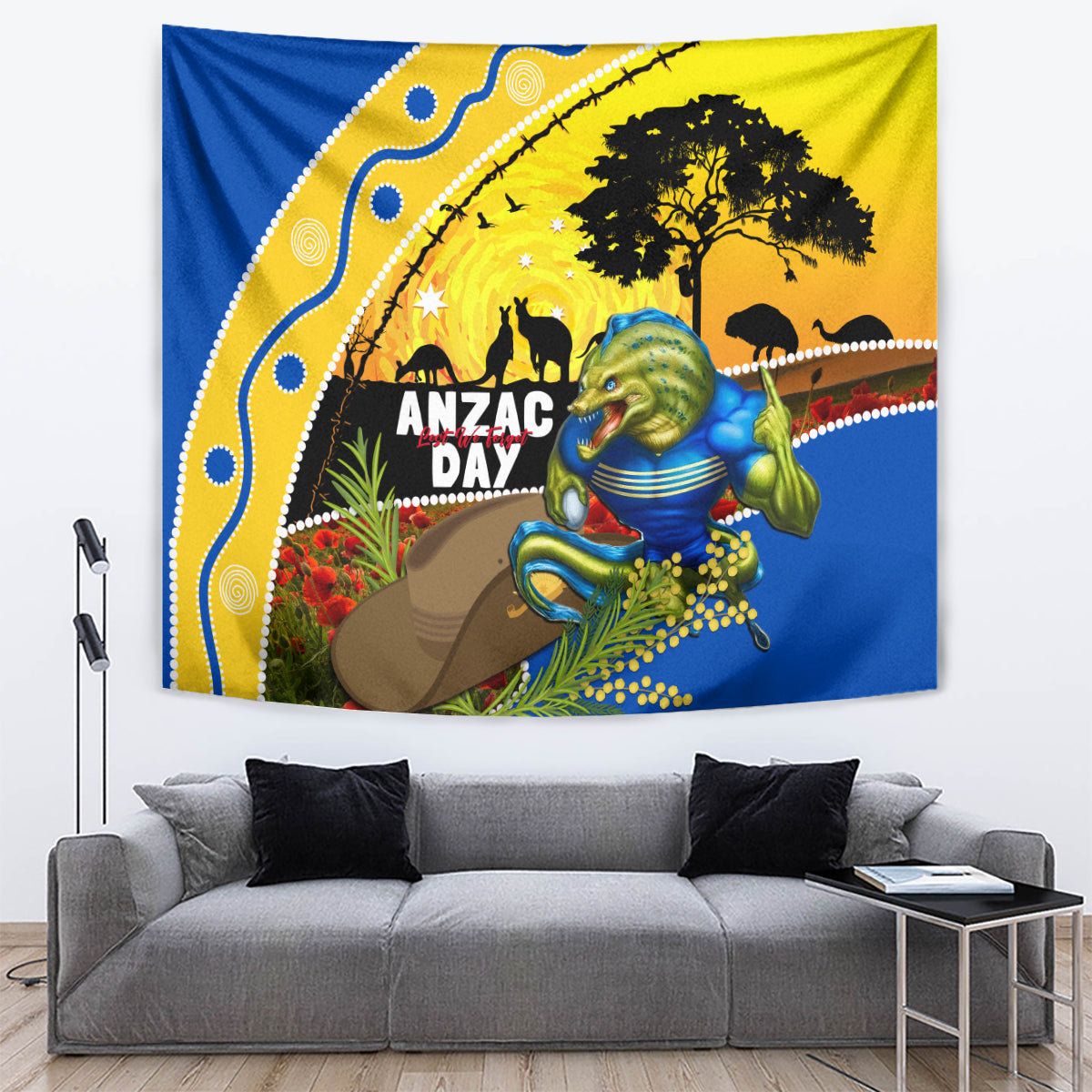 Eels Rugby ANZAC Day Tapestry Parra Mascot Rosemary Starry Night - Vibe Hoodie Shop