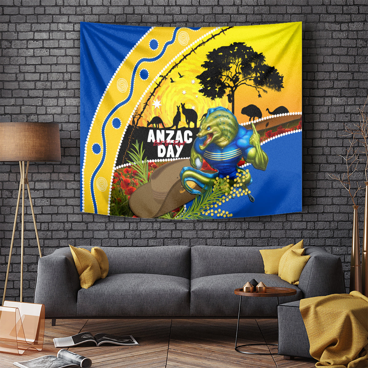 Eels Rugby ANZAC Day Tapestry Parra Mascot Rosemary Starry Night - Vibe Hoodie Shop