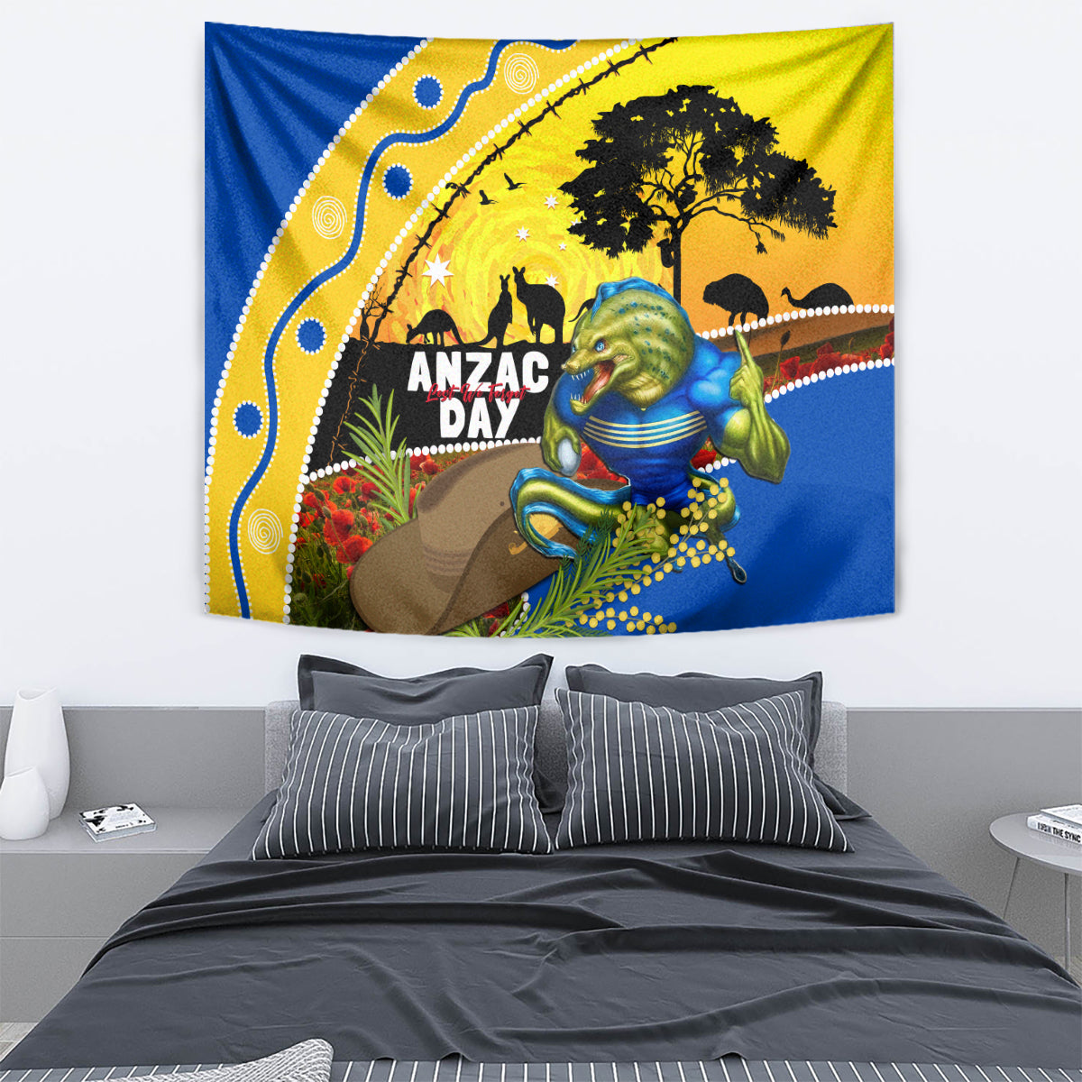 Eels Rugby ANZAC Day Tapestry Parra Mascot Rosemary Starry Night - Vibe Hoodie Shop