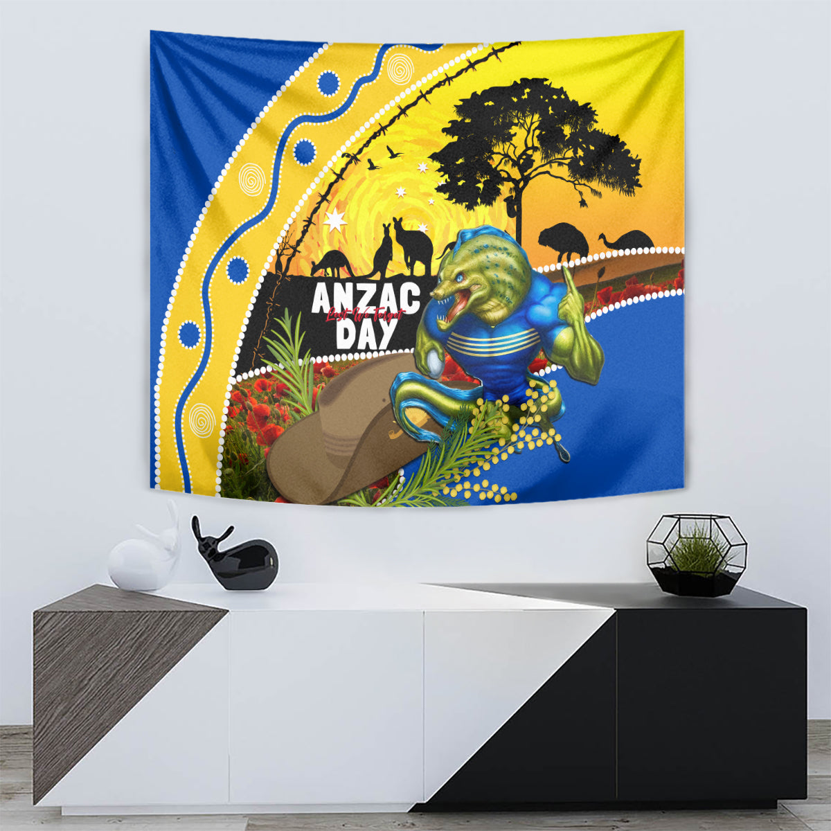 Eels Rugby ANZAC Day Tapestry Parra Mascot Rosemary Starry Night - Vibe Hoodie Shop