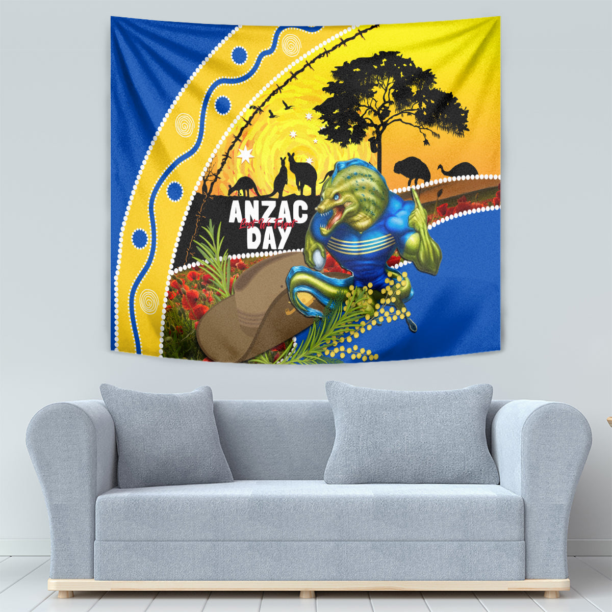 Eels Rugby ANZAC Day Tapestry Parra Mascot Rosemary Starry Night - Vibe Hoodie Shop