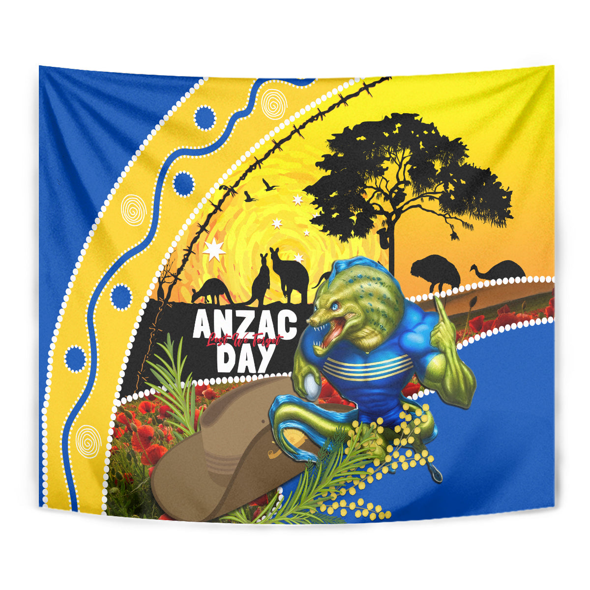 Eels Rugby ANZAC Day Tapestry Parra Mascot Rosemary Starry Night - Vibe Hoodie Shop