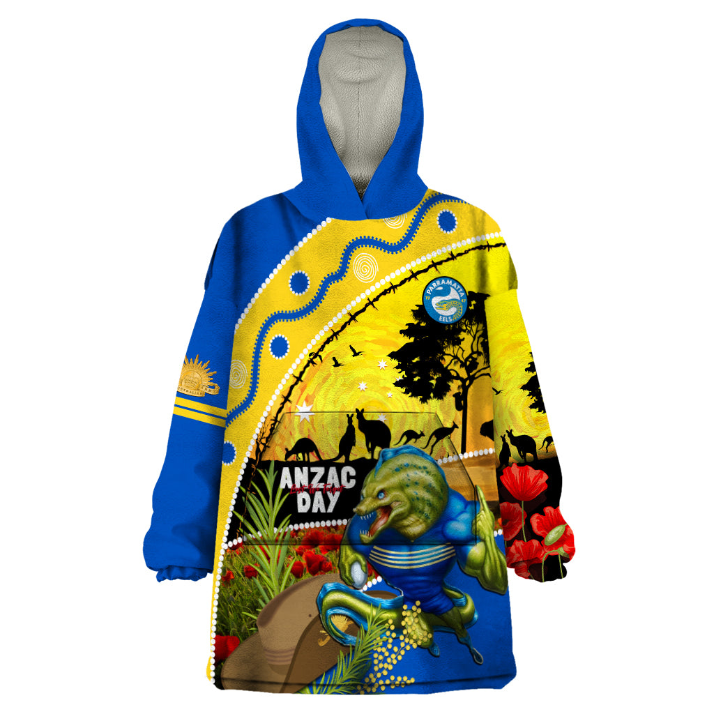 Eels Rugby ANZAC Day Wearable Blanket Hoodie Parra Mascot Rosemary Starry Night - Vibe Hoodie Shop