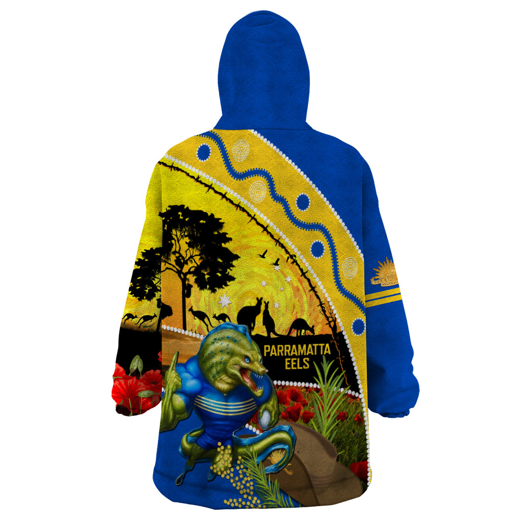 Eels Rugby ANZAC Day Wearable Blanket Hoodie Parra Mascot Rosemary Starry Night - Vibe Hoodie Shop