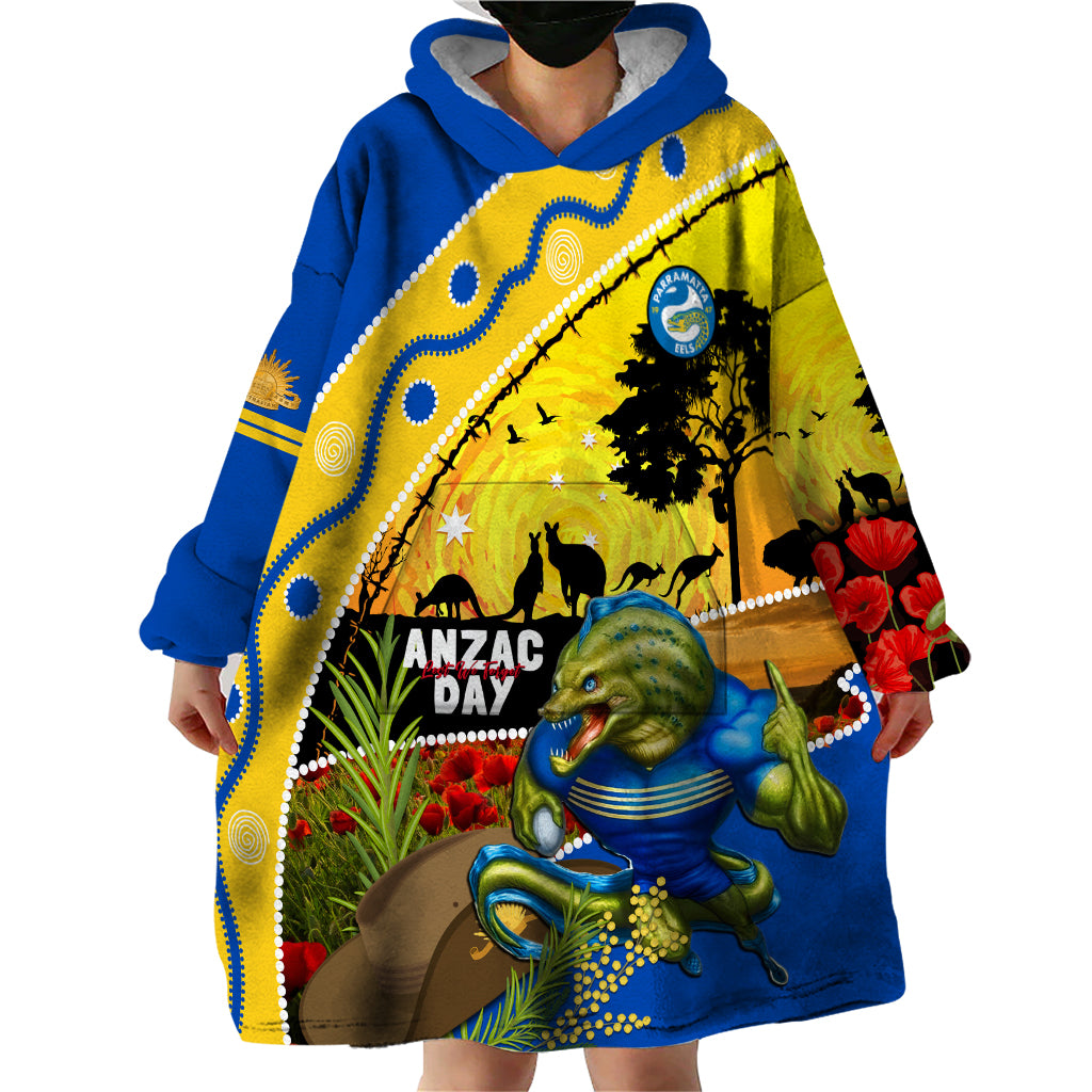 Eels Rugby ANZAC Day Wearable Blanket Hoodie Parra Mascot Rosemary Starry Night - Vibe Hoodie Shop