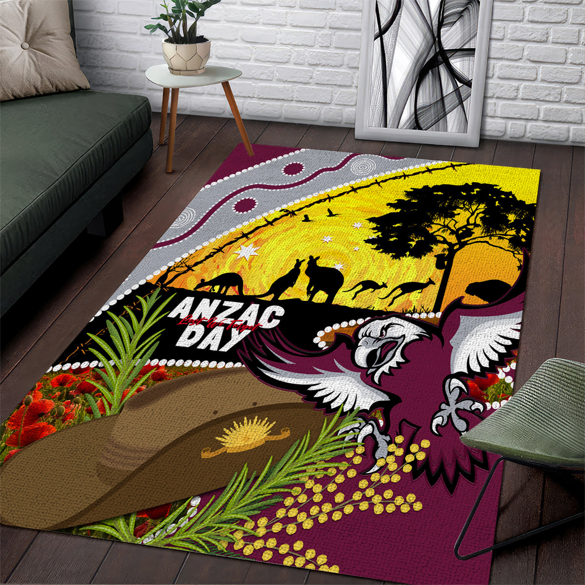 Eagles Rugby ANZAC Day Area Rug Silvertails Rosemary Starry Night - Vibe Hoodie Shop