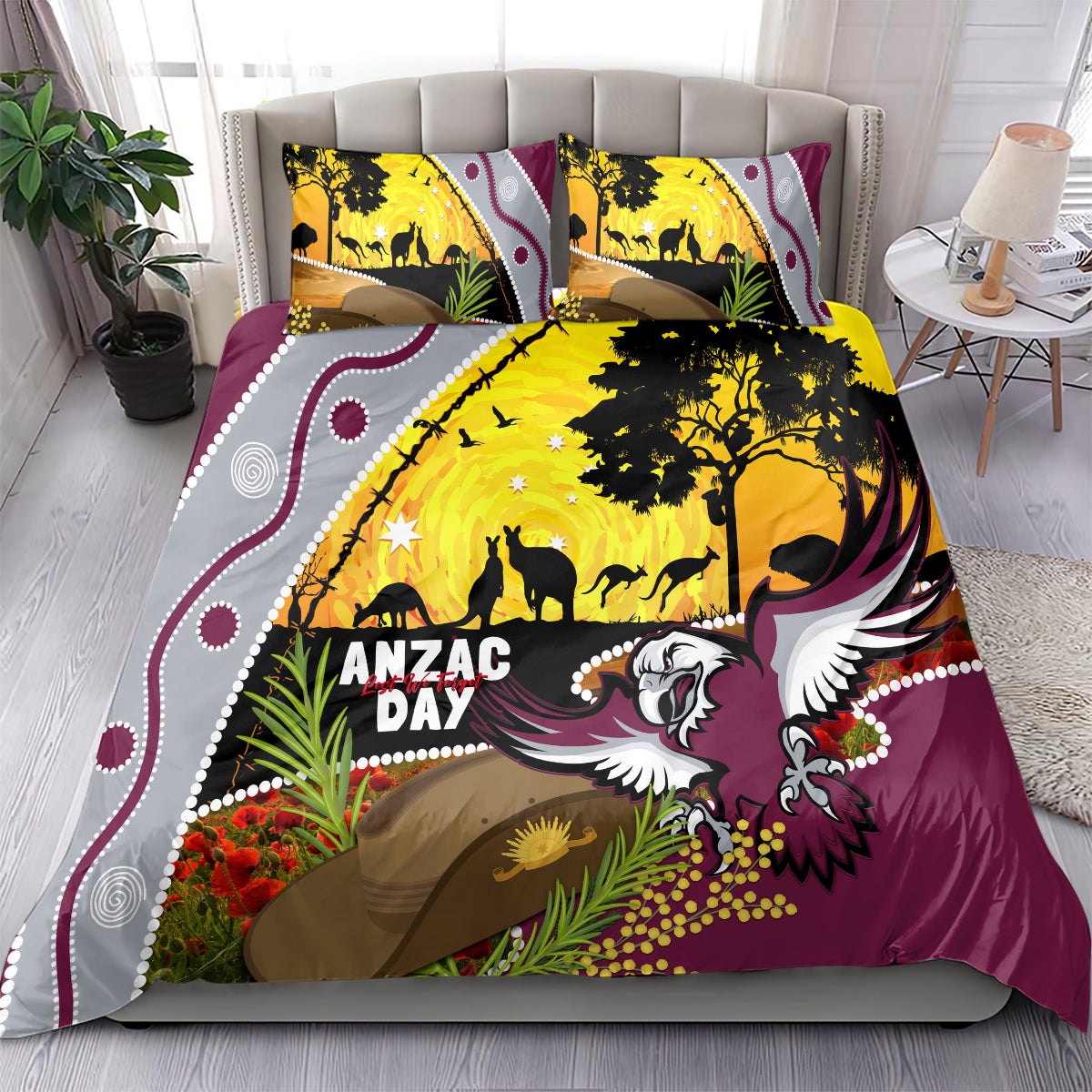 Eagles Rugby ANZAC Day Bedding Set Silvertails Rosemary Starry Night - Vibe Hoodie Shop