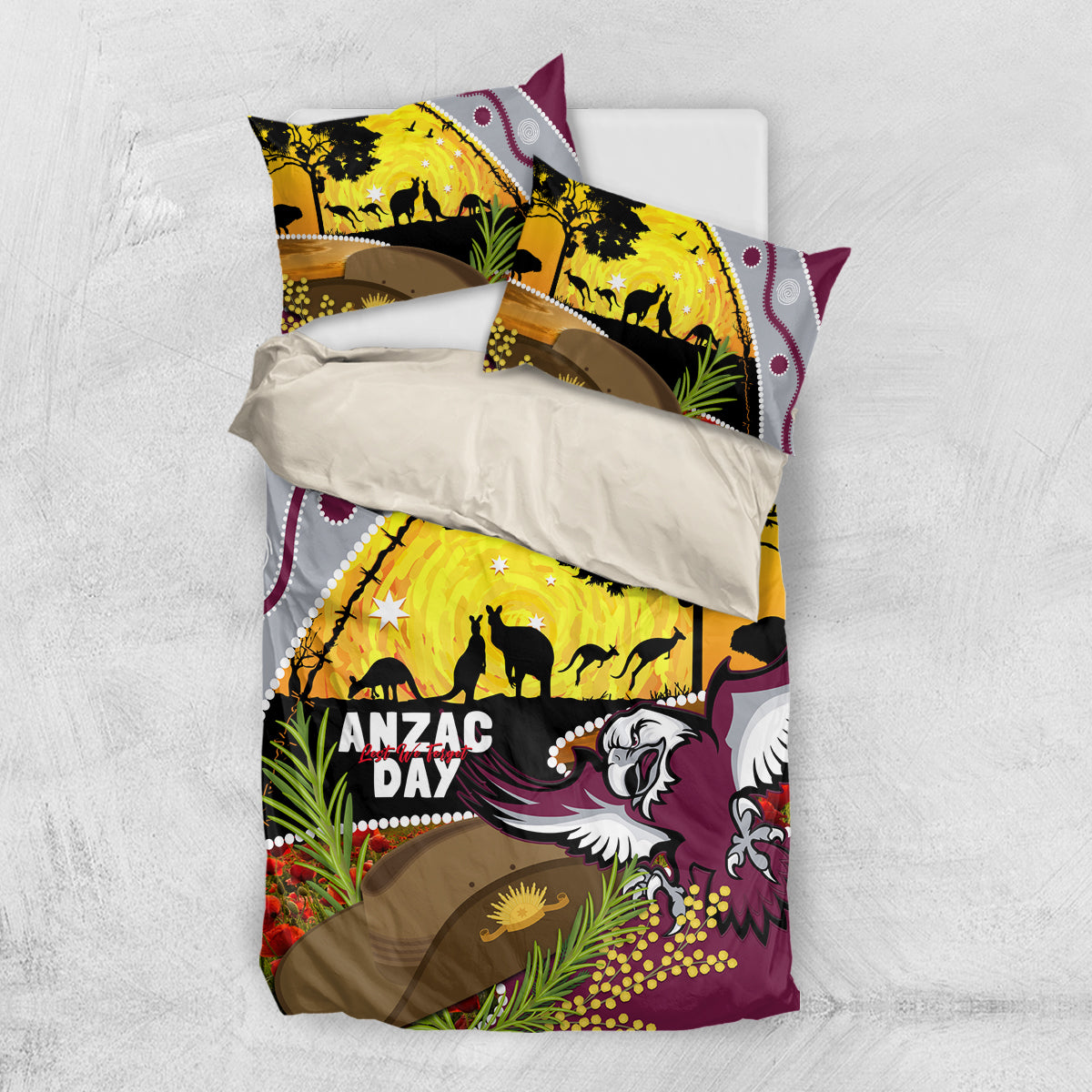 Eagles Rugby ANZAC Day Bedding Set Silvertails Rosemary Starry Night - Vibe Hoodie Shop