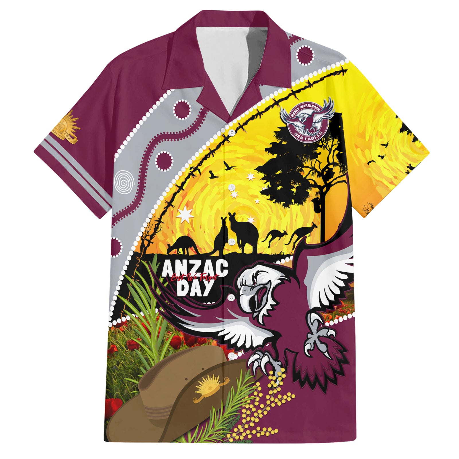 Eagles Rugby ANZAC Day Hawaiian Shirt Silvertails Rosemary Starry Night - Vibe Hoodie Shop