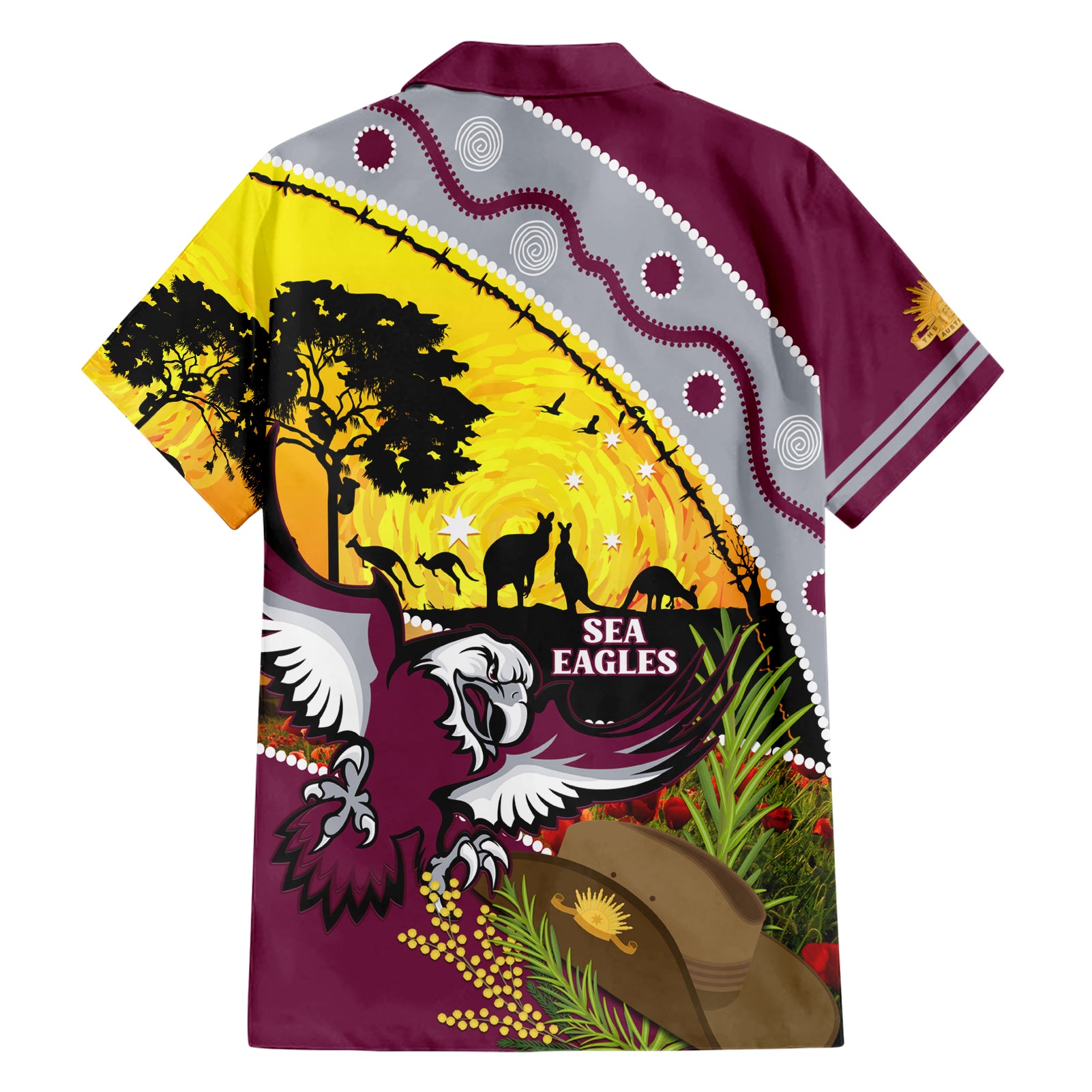 Eagles Rugby ANZAC Day Hawaiian Shirt Silvertails Rosemary Starry Night - Vibe Hoodie Shop