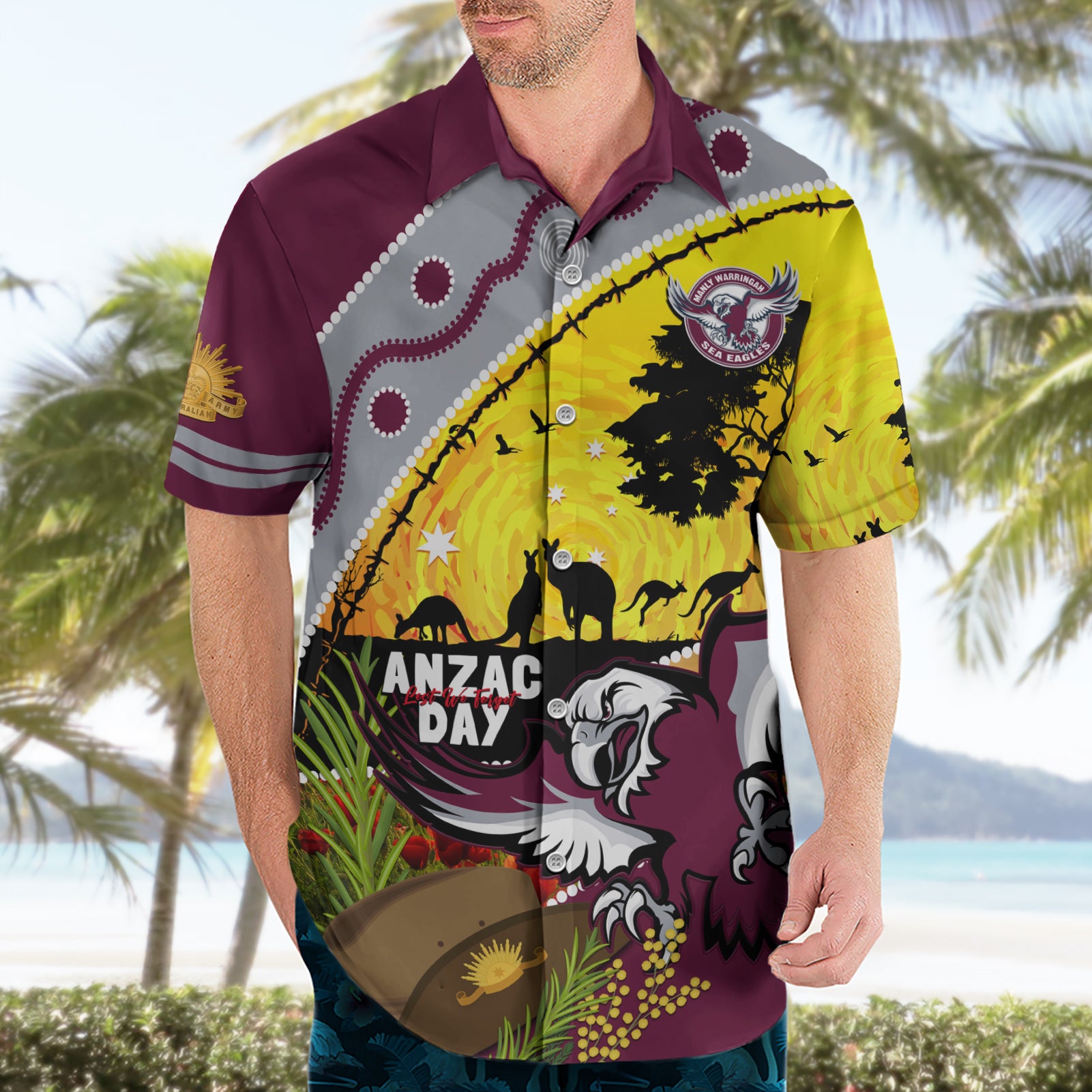 Eagles Rugby ANZAC Day Hawaiian Shirt Silvertails Rosemary Starry Night - Vibe Hoodie Shop