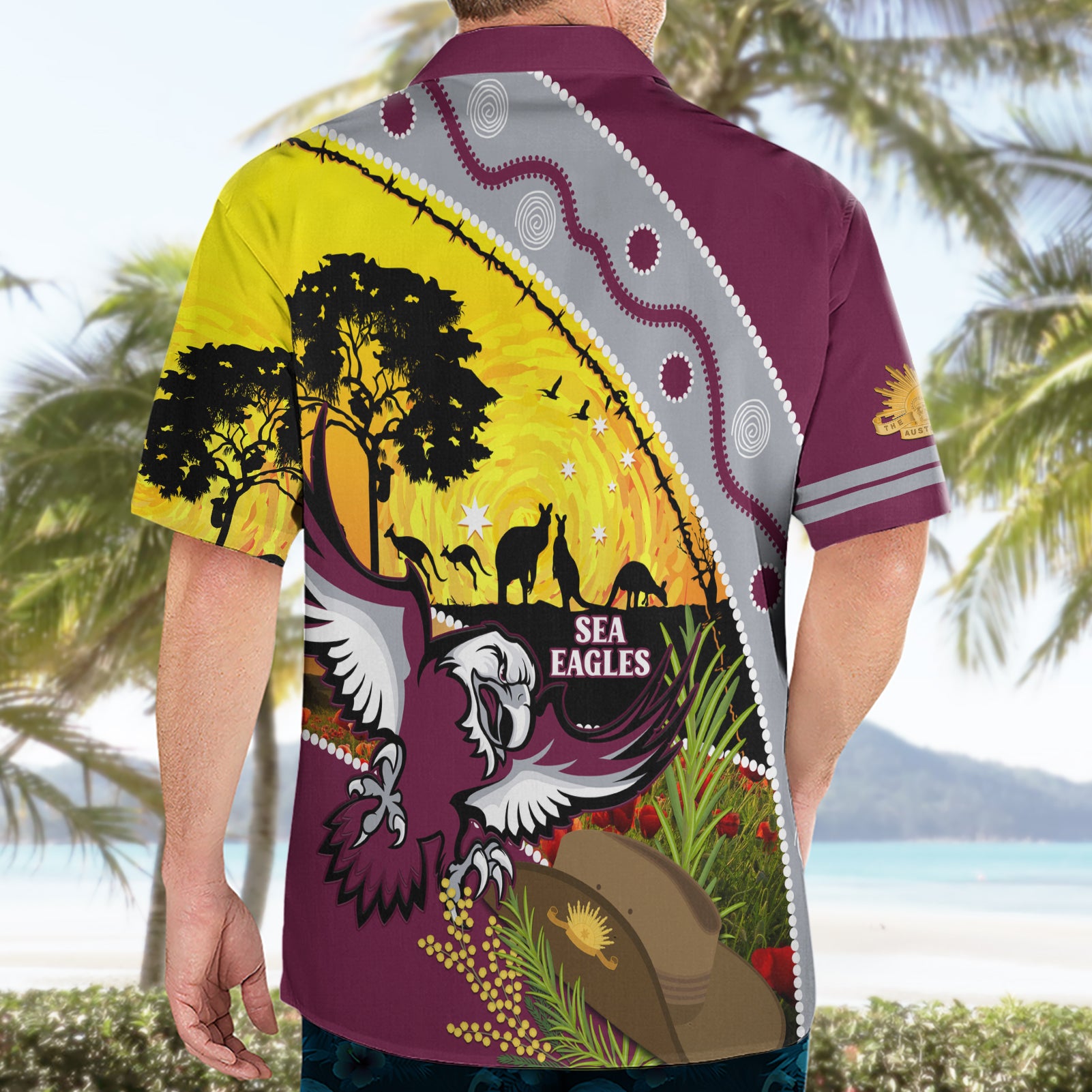 Eagles Rugby ANZAC Day Hawaiian Shirt Silvertails Rosemary Starry Night - Vibe Hoodie Shop