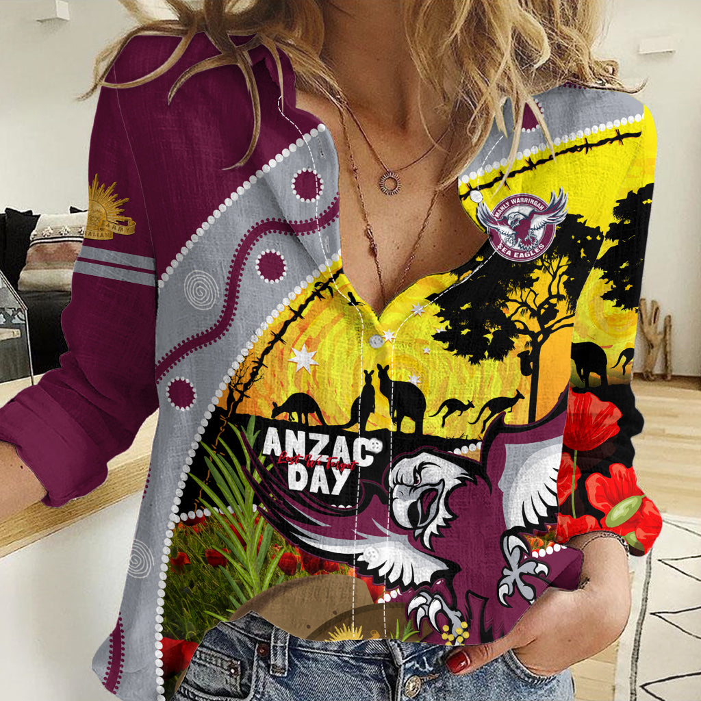 Eagles Rugby ANZAC Day Women Casual Shirt Silvertails Rosemary Starry Night - Vibe Hoodie Shop