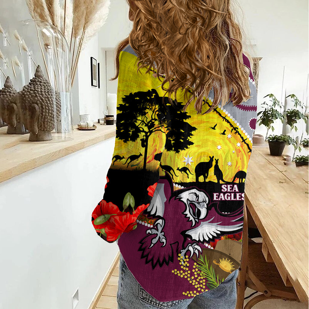 Eagles Rugby ANZAC Day Women Casual Shirt Silvertails Rosemary Starry Night - Vibe Hoodie Shop