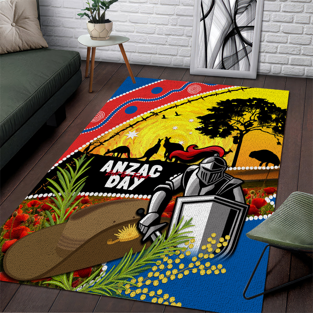 Knights Rugby ANZAC Day Area Rug Novocastrians Mascot Rosemary Starry Night - Vibe Hoodie Shop