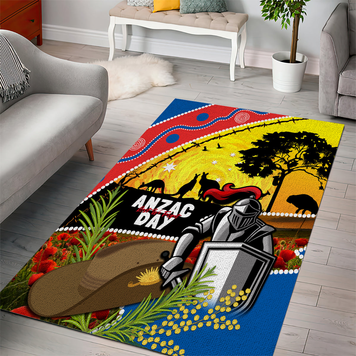 Knights Rugby ANZAC Day Area Rug Novocastrians Mascot Rosemary Starry Night - Vibe Hoodie Shop