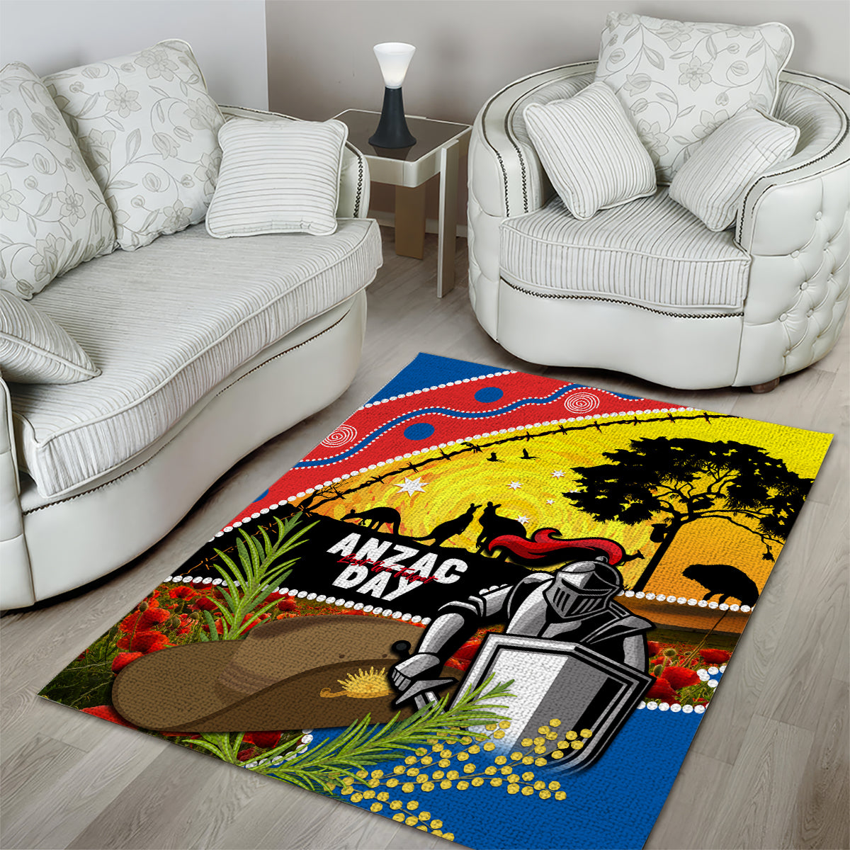 Knights Rugby ANZAC Day Area Rug Novocastrians Mascot Rosemary Starry Night - Vibe Hoodie Shop