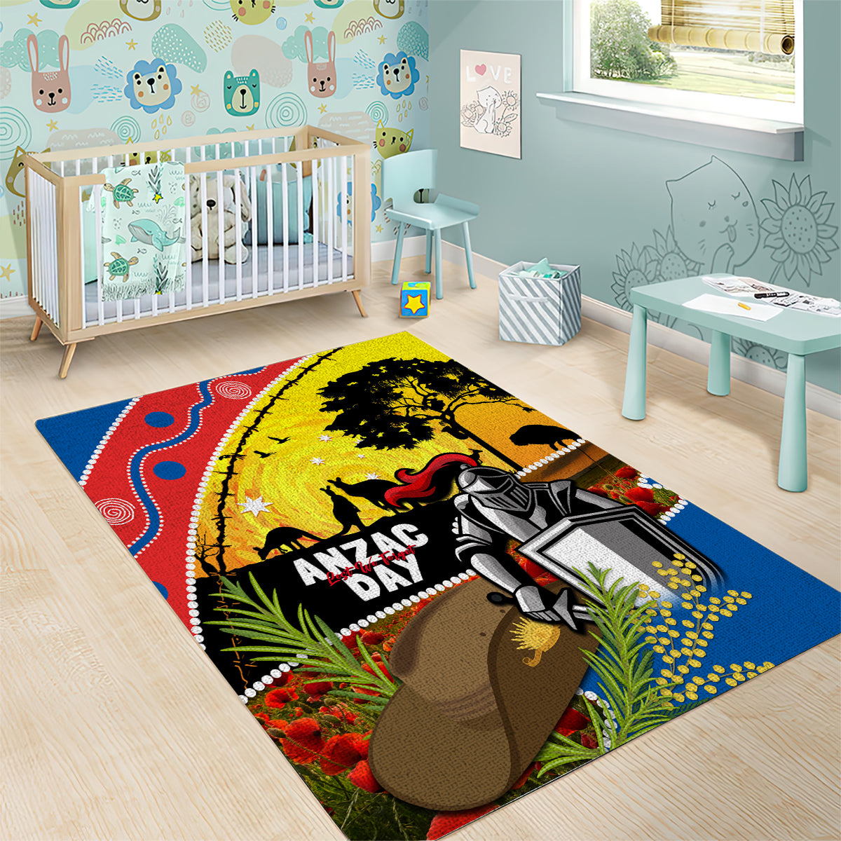 Knights Rugby ANZAC Day Area Rug Novocastrians Mascot Rosemary Starry Night - Vibe Hoodie Shop