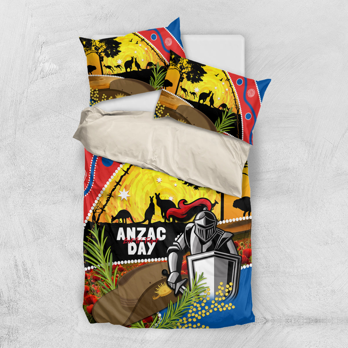 Knights Rugby ANZAC Day Bedding Set Novocastrians Mascot Rosemary Starry Night - Vibe Hoodie Shop