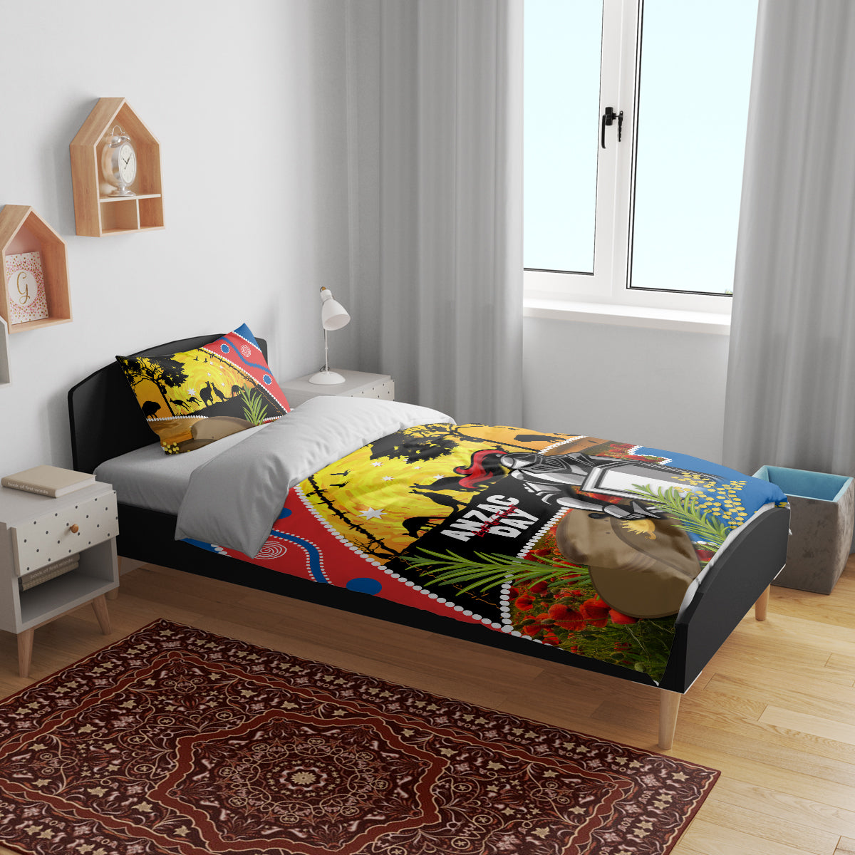 Knights Rugby ANZAC Day Bedding Set Novocastrians Mascot Rosemary Starry Night - Vibe Hoodie Shop