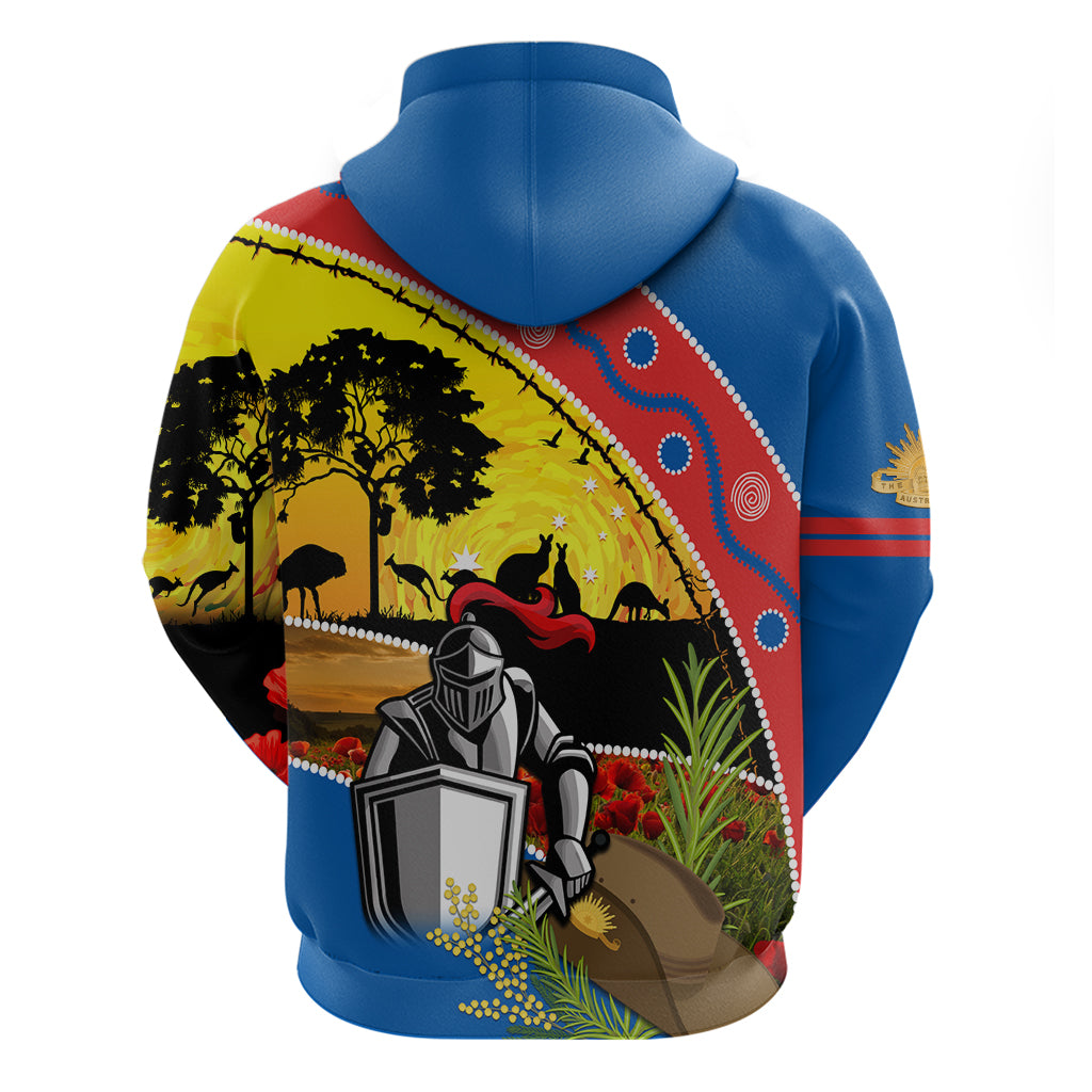 Knights Rugby ANZAC Day Hoodie Novocastrians Mascot Rosemary Starry Night - Vibe Hoodie Shop