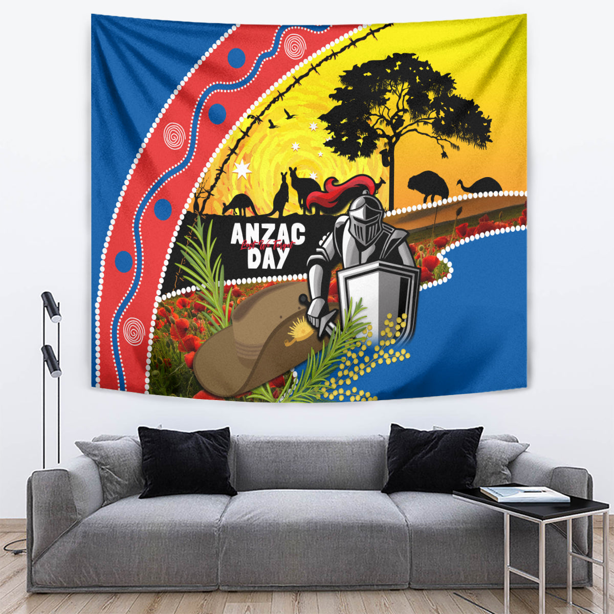 Knights Rugby ANZAC Day Tapestry Novocastrians Mascot Rosemary Starry Night - Vibe Hoodie Shop