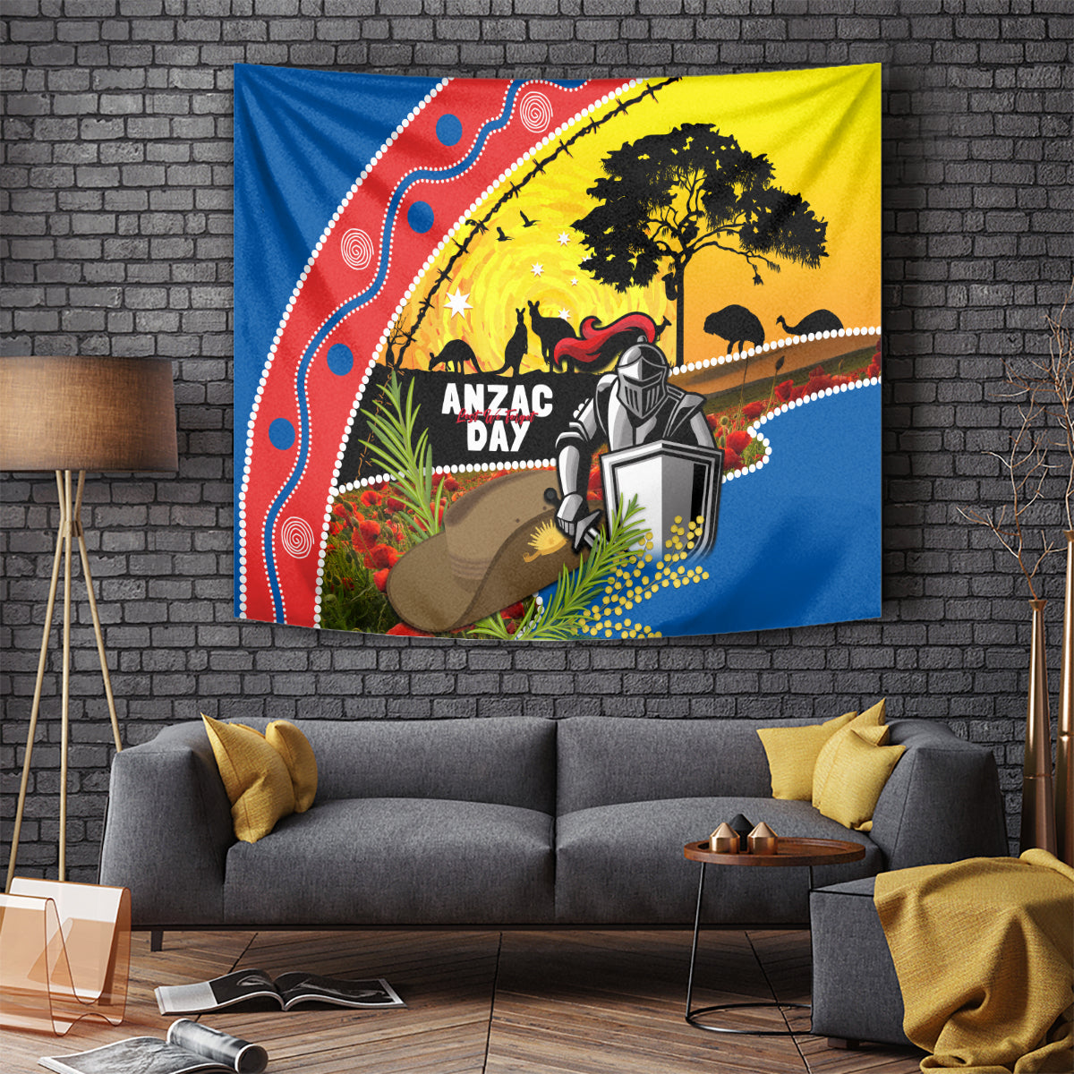 Knights Rugby ANZAC Day Tapestry Novocastrians Mascot Rosemary Starry Night - Vibe Hoodie Shop