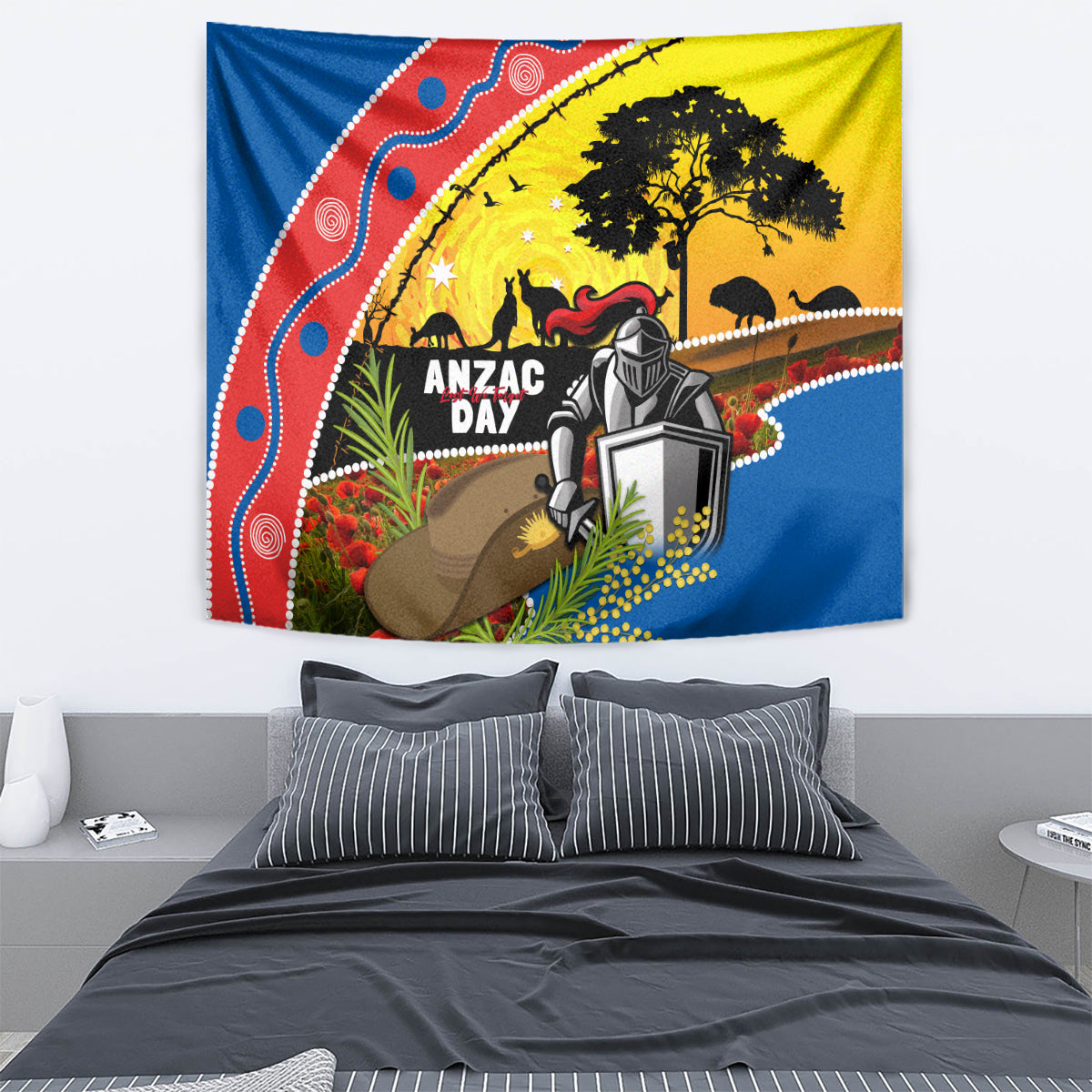 Knights Rugby ANZAC Day Tapestry Novocastrians Mascot Rosemary Starry Night - Vibe Hoodie Shop