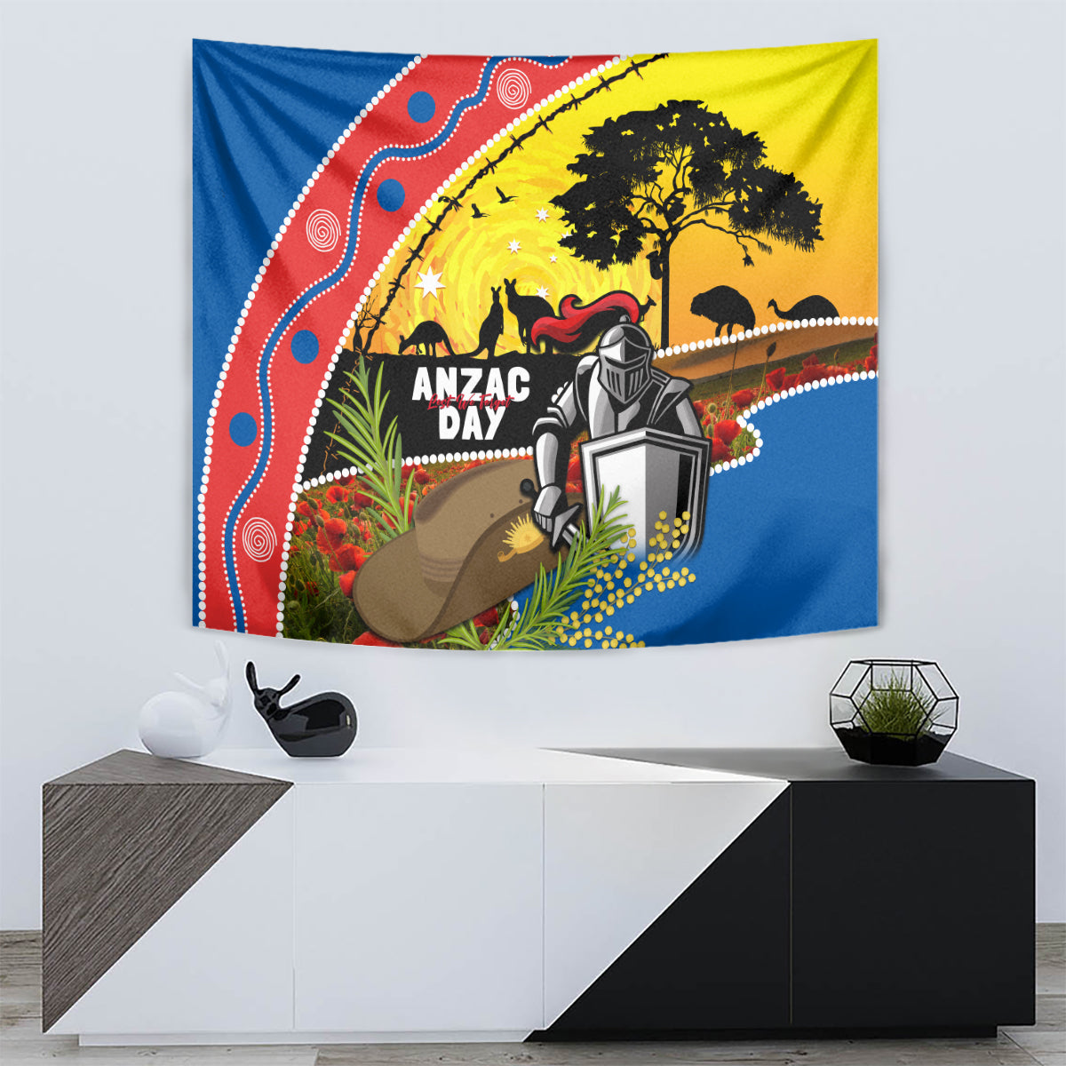 Knights Rugby ANZAC Day Tapestry Novocastrians Mascot Rosemary Starry Night - Vibe Hoodie Shop