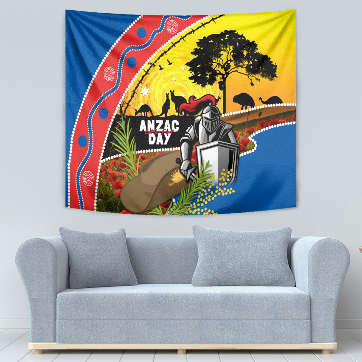 Knights Rugby ANZAC Day Tapestry Novocastrians Mascot Rosemary Starry Night - Vibe Hoodie Shop